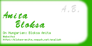 anita bloksa business card